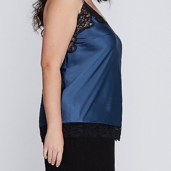 Blue stretch satin Cami and pants pj set - Picture 2 of 4